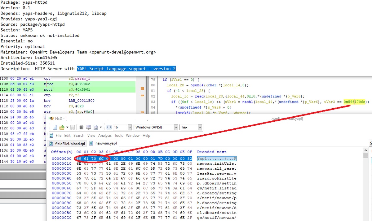 solver_re's tweet photo. D-Link, ADB Global rebranded: YAPL Script Language support - version 2.
Never seen/heard before.
Have I to write a decompiler/interpreter on my own?
@valerio do you know something more about?
#ADB #Router #Openwrt #reverse_engineering https://t.co/ND0Lqg6XtM