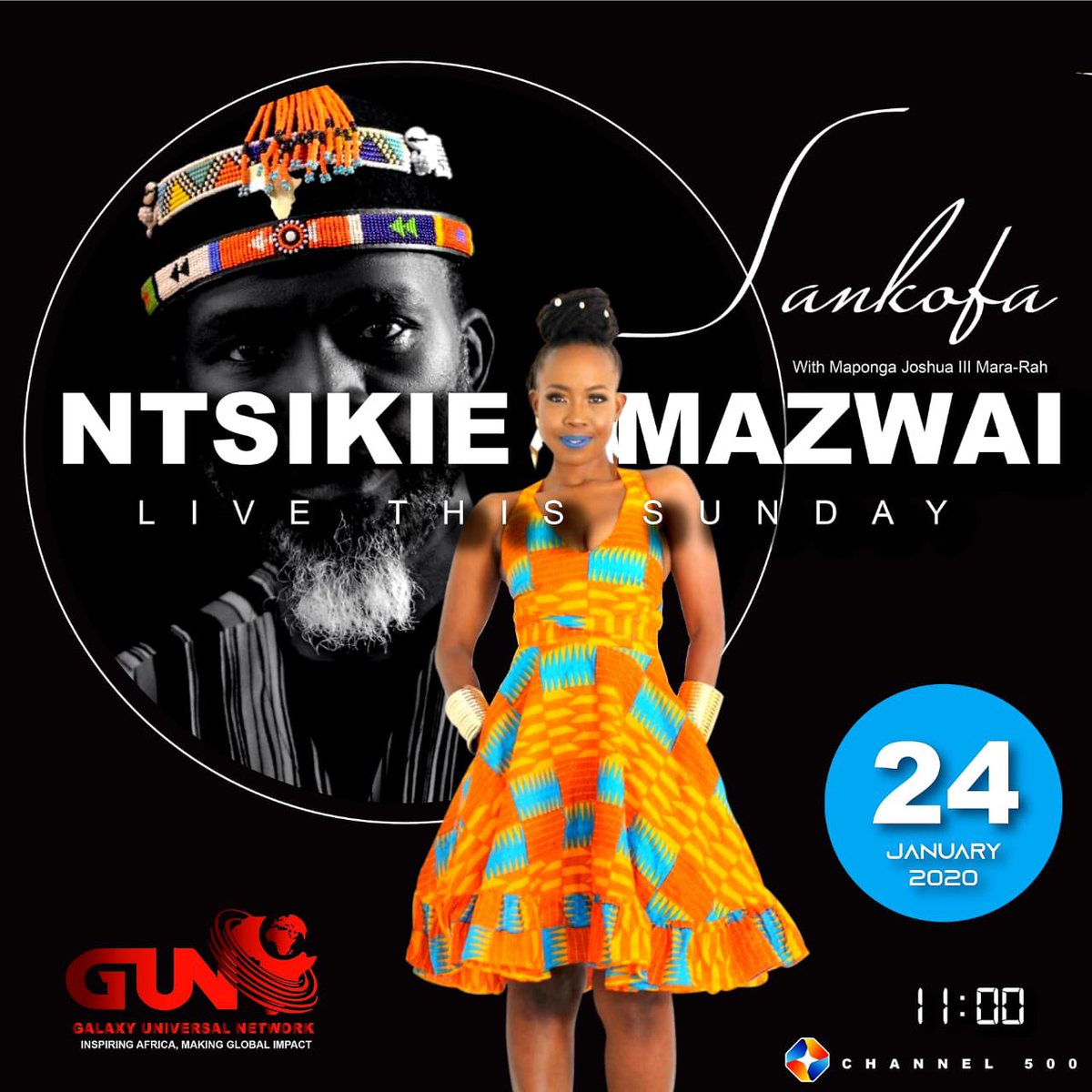 gun_tv_'s tweet photo. Tune in on the @starsatsa channel 500 and live stream on our Facebook page, search; Galaxy Universal Network. Join us this Sunday, 24 January 2021, from 11h00am, as @mapongaj will be hosting @miss_ntsiki_mazwai.
#sankofa
#ntsikimazwai
#sankofaongalaxy
#galaxyuniversalnetwork https://t.co/doXuk6LzTc