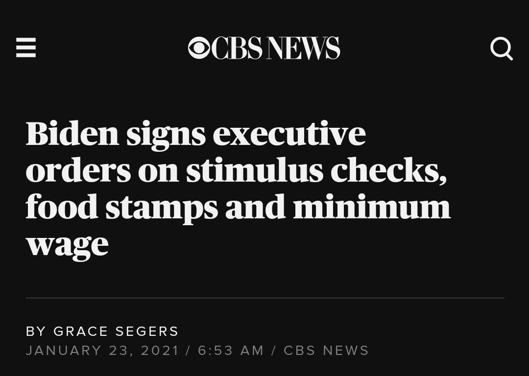 every time you see a headline saying biden is "raising the minimum wage" or "increasing food stamps" remind yourself what he actually is doing is writing a memo politely asking federal agencies to look into it.the headlines are clickbait propaganda.