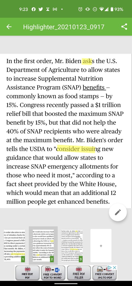 every time you see a headline saying biden is "raising the minimum wage" or "increasing food stamps" remind yourself what he actually is doing is writing a memo politely asking federal agencies to look into it.the headlines are clickbait propaganda.