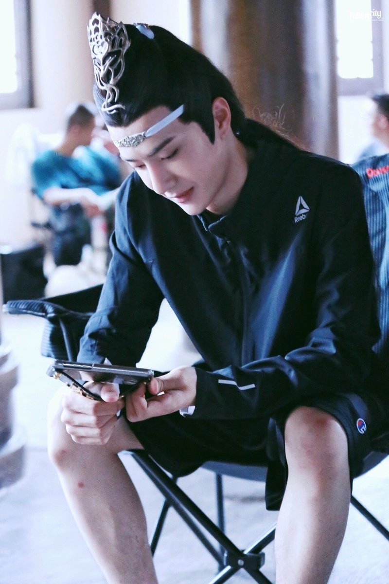 yibo with lan wangji hair in casual getup is my favorite