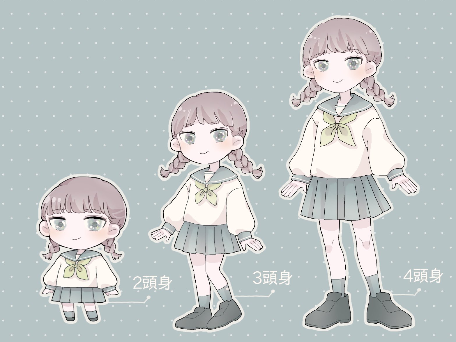 しろくらげ 頭身別のデフォルメちゃん達 3頭身が一番楽しい イラスト デフォルメイラスト セーラー服 Illustration デジタル絵 デジタルイラスト T Co Mpebsz1bb0 Twitter