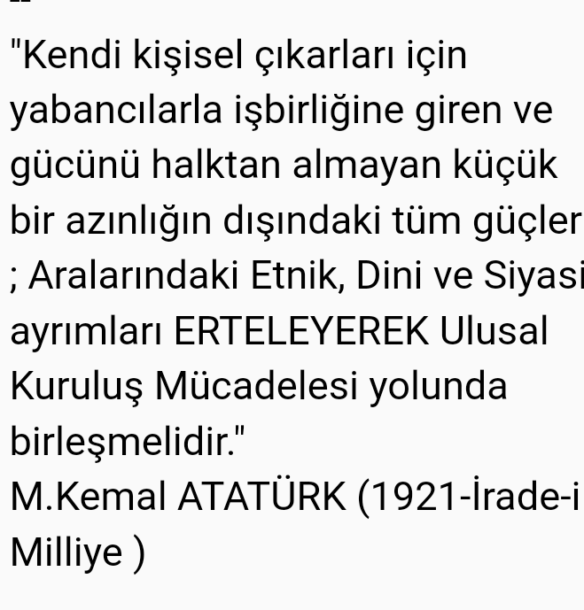 MUALLACOSAR8's tweet photo. Ulu Önderimiz teeeee 1921'de söylemiş. Bugün için de durum aynı değil mi? Ne diyorsunuz? https://t.co/tNCBxV63yF