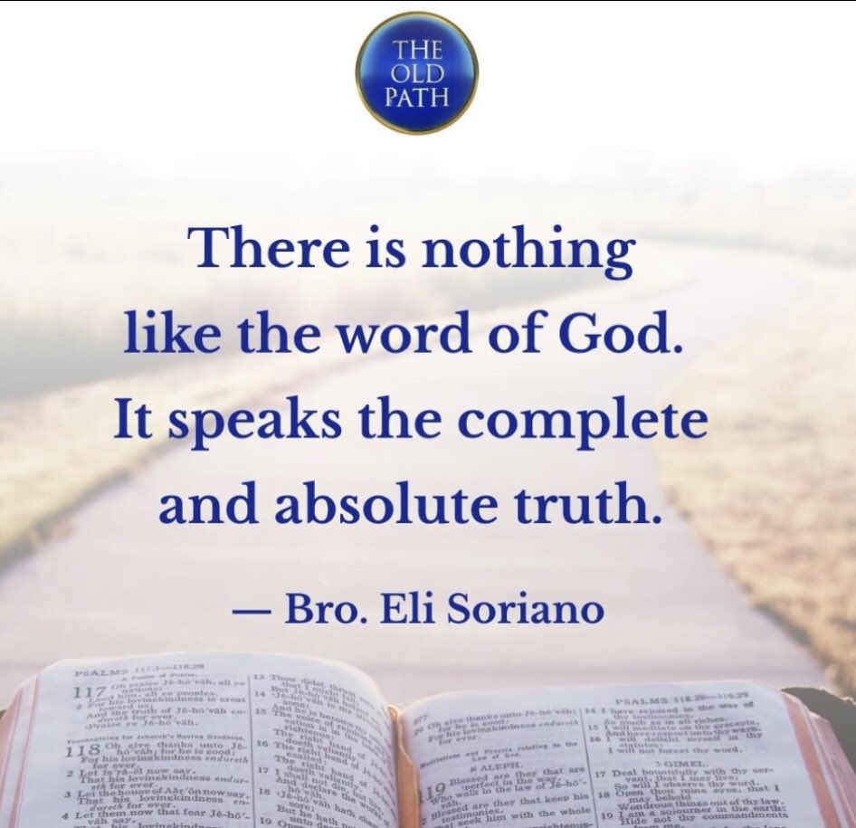 LazaroWens's tweet photo. There is nothing like the word of God. It speaks the complete and absolute truth."
-Bro. Ei Soriano
#UnderstandingIsAGift https://t.co/oUtp4YzpOY