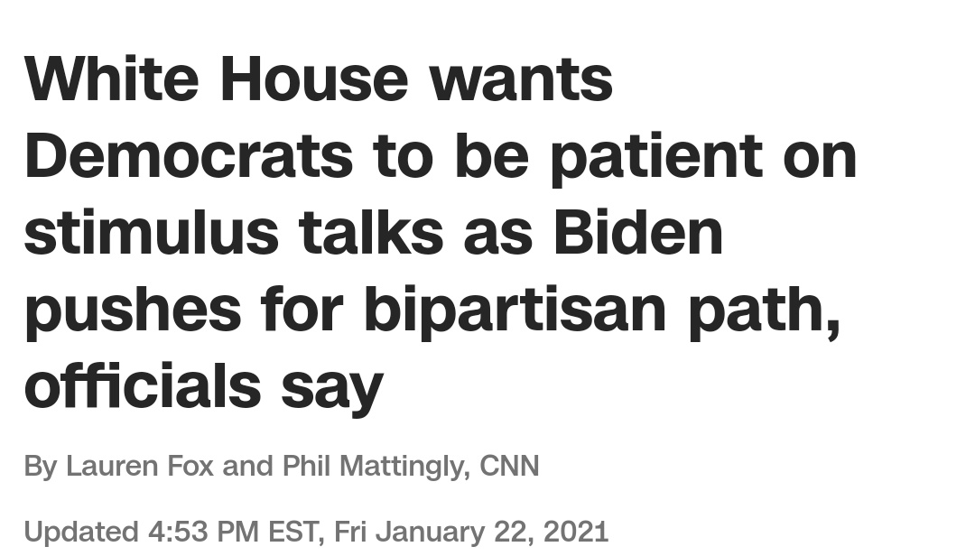 why does that matter? because it won't all happen. biden is politely asking for the bare minimum, and we're going to get less than that because of it.that's what happens when you insist on a bipartisan solution with republicans.this is bad strategy informed by class loyalties