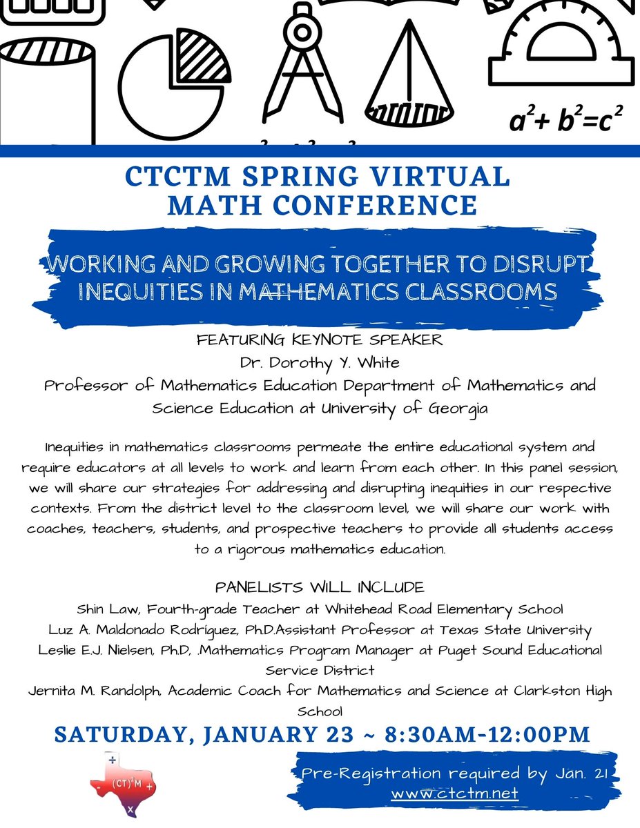 Excited to learn how to disrupt inequities in math learning with @CenTexCTM #CTCTM