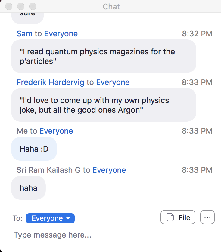 A very big thank you to the awesome speakers at last night's Quantum Open Mic night: <a href="/jamesginzburg/">James Ginzburg</a>, <a href="/FredHardervig/">Frederik Hardervig</a>, <a href="/thecrzyphysicst/">Shaun</a>, <a href="/_whatsis/">Utkarsh</a>, and <a href="/RanaPrathapSimh/">Rana Prathap</a>! And thank you to all who attended and made it extra puntastic! 🥳