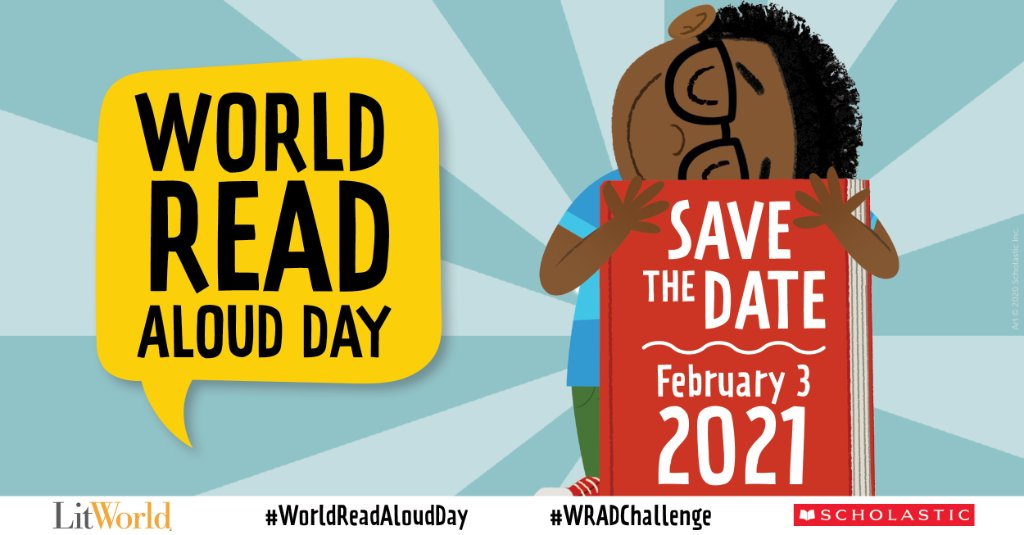 Are you ready for World Read Aloud Day on February 3, 2021? Here’s how to join us: 1.) Snap a photo or video of you reading aloud 2.) Tag @Scholastic and @litworldsays and challenge 3 friends! 3.) Use the hashtag #WorldReadAloudDay & #WRADChallenge