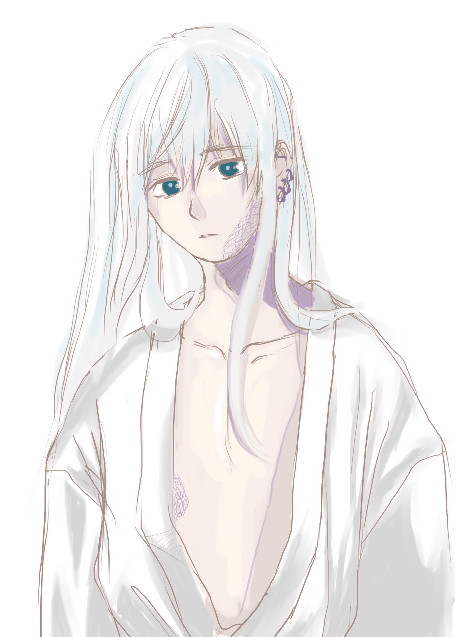 なっちどん Natchdon Tsun Tsun0717 蛇の擬人化の時点でファンタジーなので 変な所 とかは特に気にしていませんが 強いて言うのであれば 目は赤い方がアルビノ感が出たかなぁ と 白蛇という種類の蛇は存在せず 突然変異でメラニンが作れなくなった