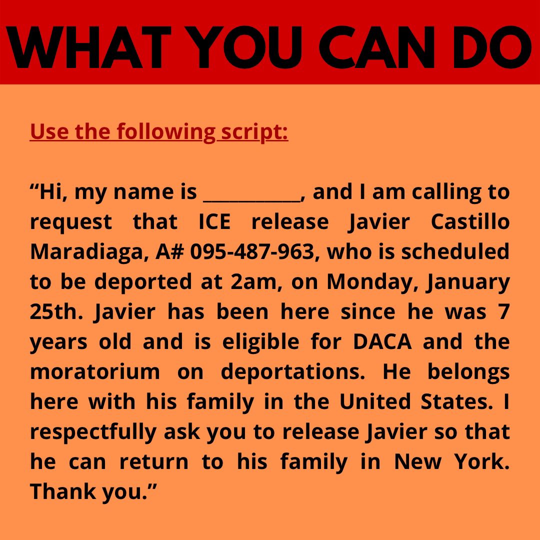 unlocal's tweet photo. 🚨🚨 Please keep sharing and calling! We have less than 2 days to STOP the deportation of Javier Castillo Maradiaga. 🚨🚨 https://t.co/PYKiNaTAkj