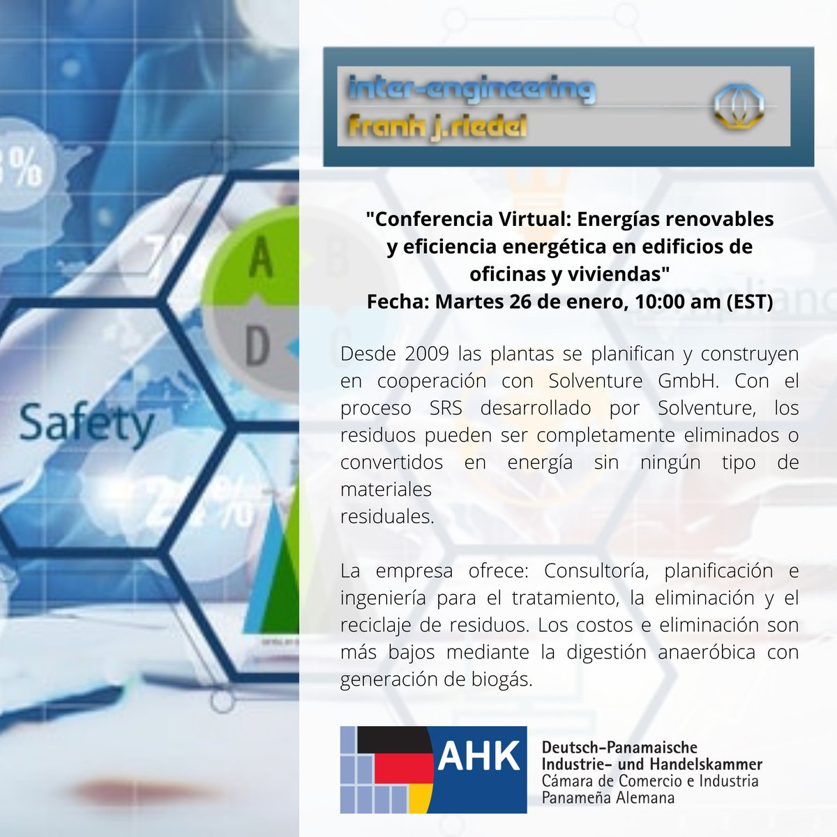 Les presentamos a Inter-engineering una de las empresas participantes del evento "#EnergíasRenovables y #EficienciaEnergética" con las que podrían concretar entre el 27 de enero de 2021 y 05 de febrero de 2021 reuniones de negocios (B2B). 

➡️docs.google.com/forms/d/e/1FAI…