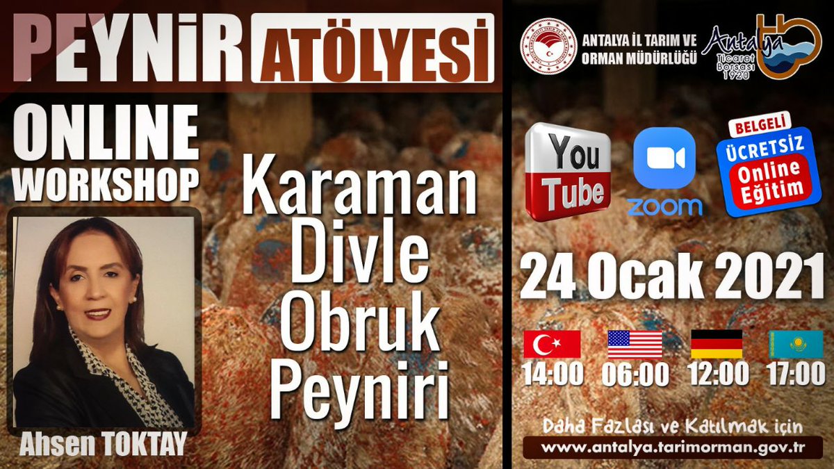 antalyailtarim's tweet photo. #PEYNİR ATÖLYESİ-8
Müdürlüğümüz ve @antalyaborsa'ca düzenlenen #PeynirAtölyesi'nde son derste #Karaman #Divle #Obruk Peynirini Ahsen Toktay anlatacak
@gokhankaraca_ @alicandir @ersinyazici1 @RHisarciklioglu @bekirpakdemirli @TOBBiletisim @TCTarim
🗓24.01.2021
⏰14:00 Tr https://t.co/9xcQUdQe4q