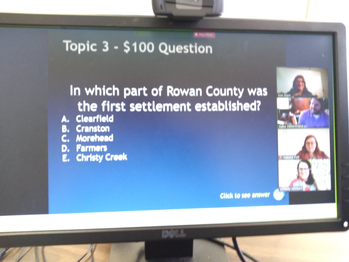 Thursday FUN Jeopardy Game on World, U.S.,Kentucky, and Rowan County history as well as Geography with RCOLA students and teachers! <a href="/RCSHSOffices/">RCSHS Offices</a> <a href="/RowanSchools/">Rowan County Schools</a> @RowanAstSuper @RowanCOLA <a href="/AspireKy/">ASPIRE KY</a>