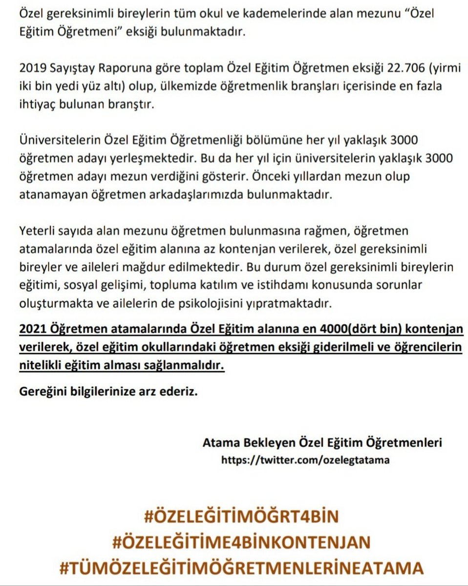 Ela69911906's tweet photo. @mehmetnezirg @ziyaselcuk Özel Eğitim” İçin Önemli Adım alan dışı ücretlilere eğitim verererek değil, alan mezunlarını atayarak yapılmalıdır. 
Alan dışı ücretlilerin yanlış eğitimlerinden,hem aileler hem çocuklarımız mağdur oluyor.

@ziyaselcuk
 
@safran1958
 
@omerinan06 https://t.co/87bSz6538N