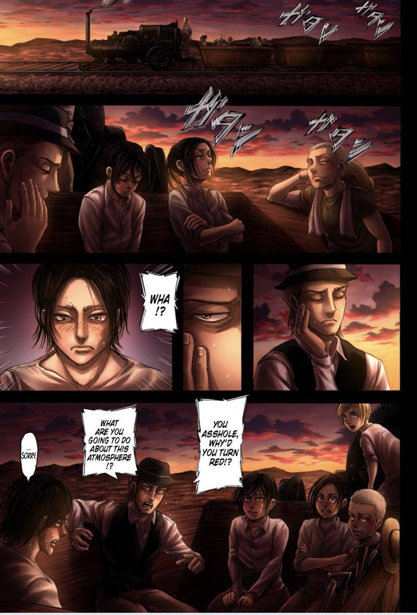19. In addition, It shows the development of their bond, since the start that they would always try to save each other, no matter the cost. Eventually, we see a flashback of Eren saying that “you guys are more important to me more than everyone else”.