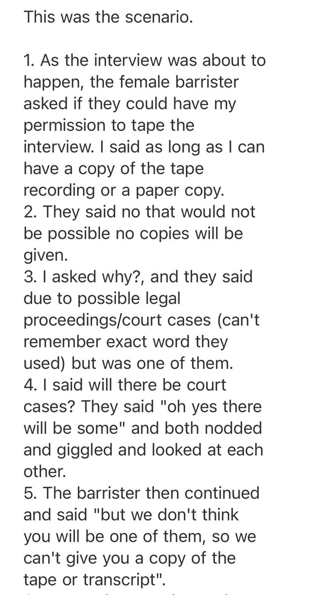 Here is an account I was sent by one witness to the Commission who asked for a copy of the audio of their testimony or a direct transcript and was refused both.The witness gave permission for this to be published.