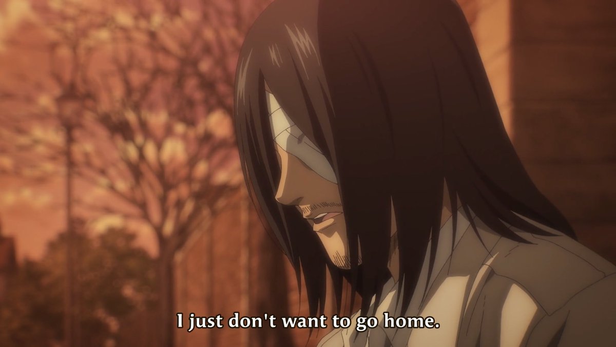 5. Furthermore, the author uses the reference of home for Eren, to portray Mikasa is the only home Eren has. This connotes Eren’s thinks about Mikasa , which shows how his state of mind and how he can’t let go of his old memories of Mikasa.