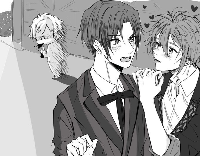 絵チャ配信ありがとうございました!ぽちゃん豆腐さん付き合ってくれてありがとう!
・舞台袖でイチャつくいおりくと目撃した大和(一織:ぽ太郎 陸:豆腐 大和+背景:ゑ)
・ムキムきなこ(豆腐)
・プンスコモンいお(豆腐 おしゃぶり:ゑ)
まじでめちゃくちゃ面白かった 見て🥺 