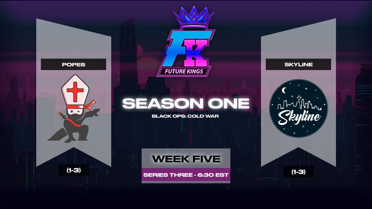 FutureKingsGG's tweet photo. Here's our Week Five match-ups! Only three more chances for teams to improve their place in the standings before playoffs.

The first series starts tomorrow at 3:30 EST! https://t.co/D0bztBw29n