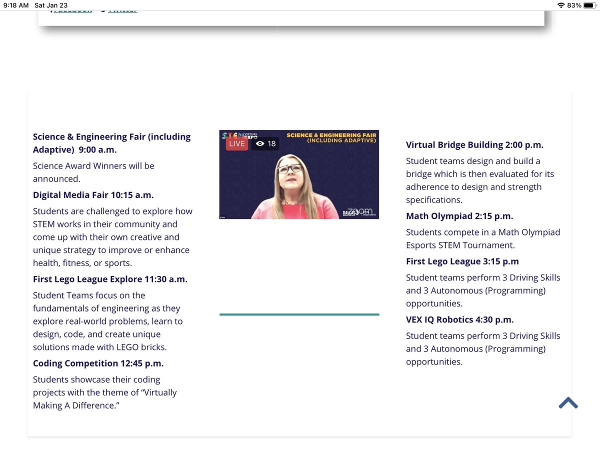 Great Start to The Dallas ISD Virtual STEM EXPO!!