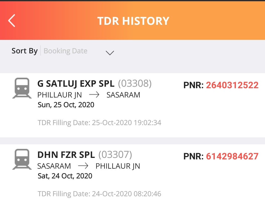 Kaushal Kumar (@im_kaushalkumar) on Twitter photo I have registered a TDR under PNR number 6142984627 & 2640312522 on 24-10-2020 & 25-10-2020 respectively.
But still its status is CR registered. 90 days already passed. Now tell me how many days should I give you to refund my amount. <a href="/GM_NRly/">GM Northern Railway</a>
<a href="/RailMinIndia/">Ministry of Railways</a> I have registered a TDR under PNR number 6142984627 & 2640312522 on 24-10-2020 & 25-10-2020 respectively.
But still its status is CR registered. 90 days already passed. Now tell me how many days should I give you to refund my amount. <a href="/GM_NRly/">GM Northern Railway</a>
<a href="/RailMinIndia/">Ministry of Railways</a>