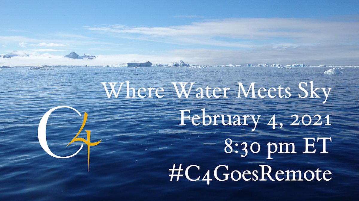 C4Ensemble's tweet photo. #C4GoesRemote on February 4, 8:30pm ET. Join us for "When Water Meets Sky," our 6th live, remote concert! Featuring vocalists from our sister ensemble, @InversionAustin. https://t.co/Yyp3iKJ4Qi https://t.co/YWUMn8BVQW