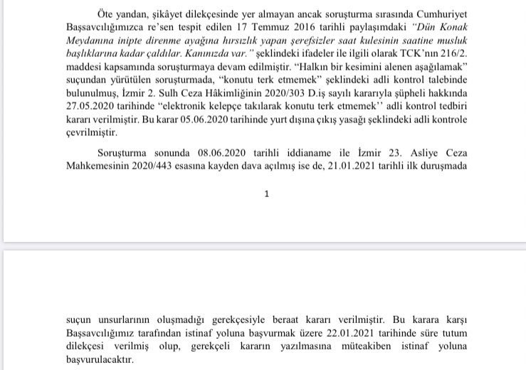 İzmir Cumhuriyet Başsavcılığı; Dila Koyurga’nın beraat kararının istinafa götürüleceğini açıkladı https://t.co/tJyieofpcc https://t.co/0dTnthZEwP https://t.co/ubcMrPHy1U