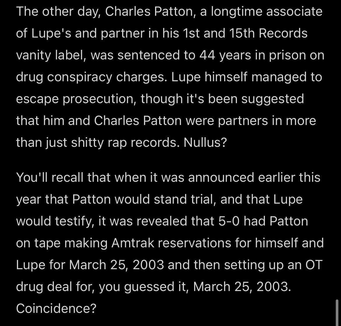 PushaThanos__'s tweet photo. Lupe was tellin y’all his whole come up knee deep in the streets on them Fahrenheit 1st & 15th mixtapes before his Food & Liquor debut album.
He was lucky Charles “Chilly” Patton took them 44 years during the trial.
#FreeChilly 💯 https://t.co/8thFmg9JPA