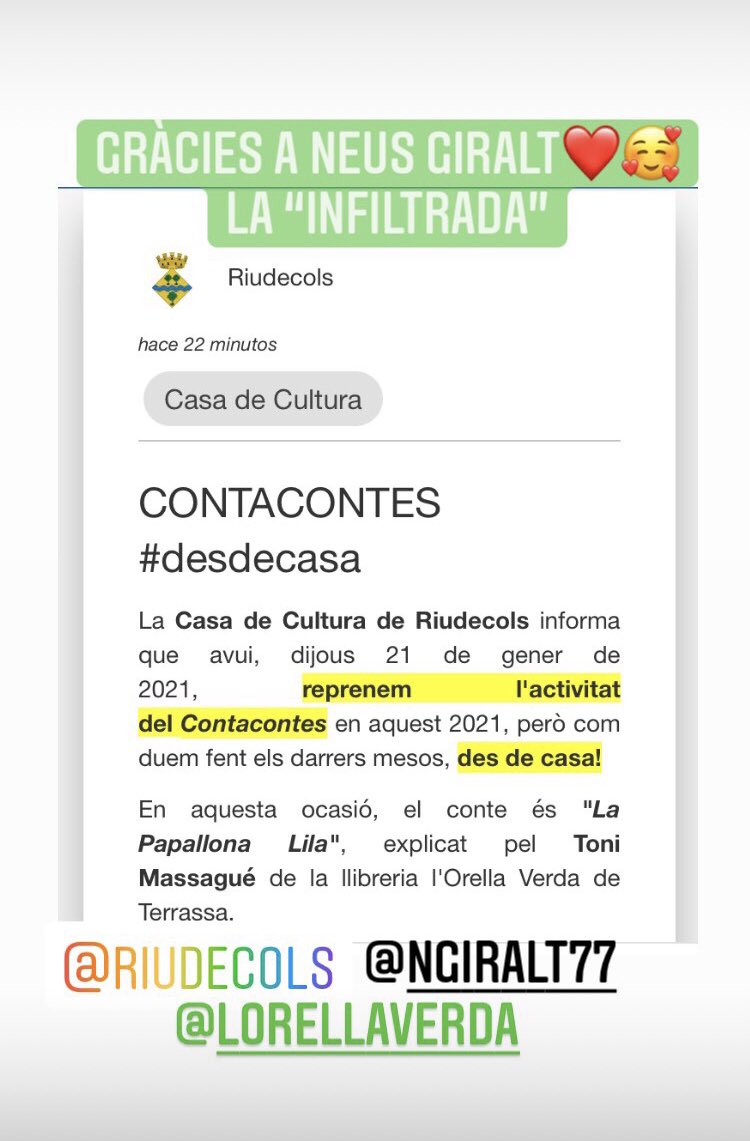 curamsd's tweet photo. Riudecols és un poble del Baix Camp on viu la Neus Giralt. 
La Neus és la infiltrada del programa @InfiltradaTV3 ,  en el que van participar part de la familia de la Ivet. 
Gràcies Neus, per la teva implicació desde que vas saber la nostra història. 
https://t.co/RDpJf6kfab https://t.co/xwq13hwwrY