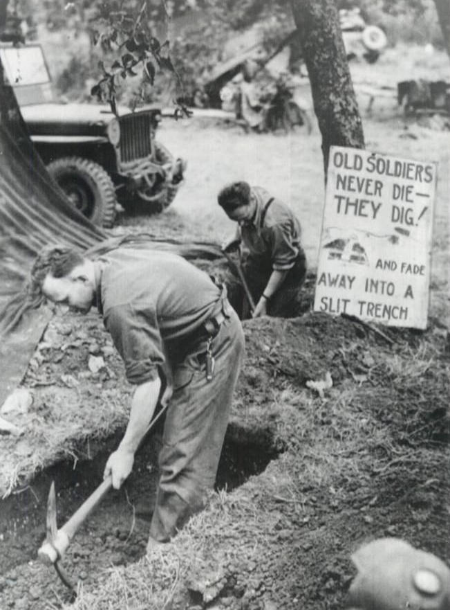 Soldiers learned to dig deeper, constantly reinforcing their slit trenches with more loopholes, places to shove a brew.But dig too deep and you risked collapse, and being smothered to death by your own creation. /7