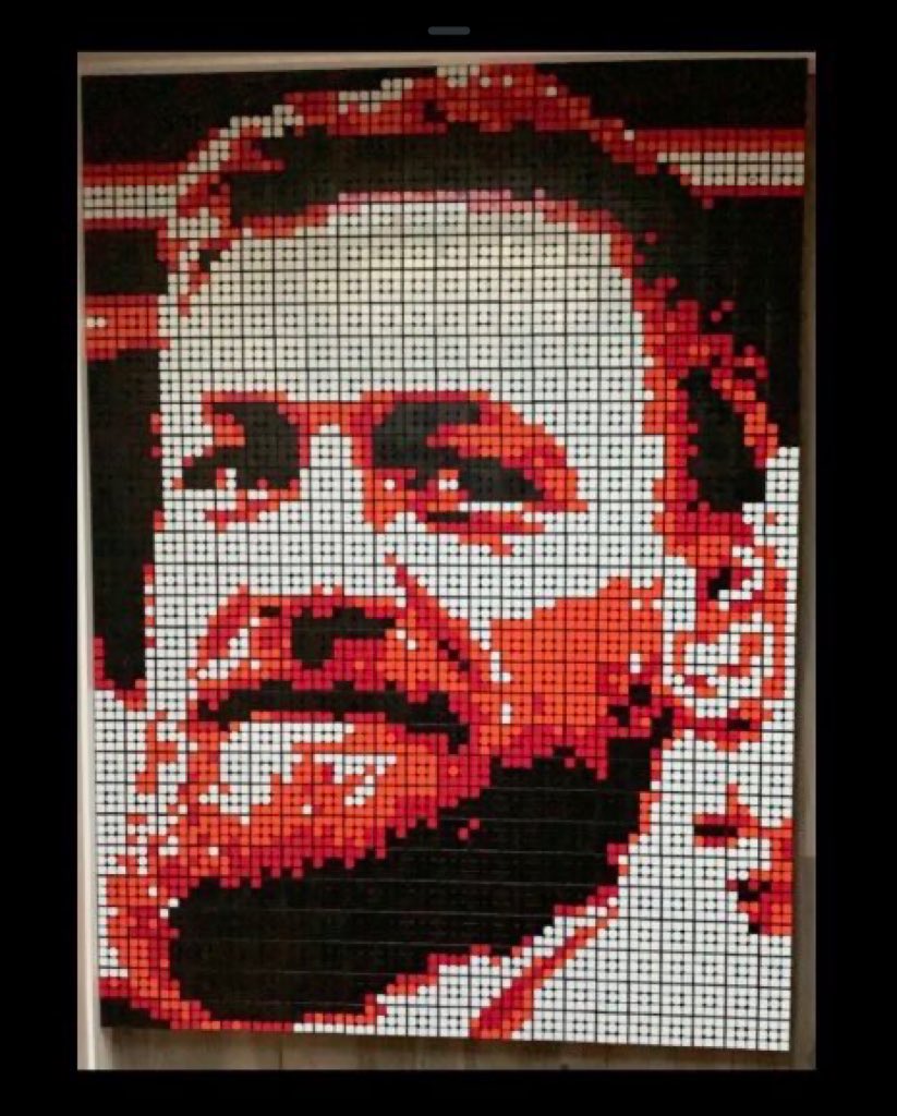 DreyerJ24's tweet photo. #McGregorPoirier2 #UFC257           @TheNotoriousMMA made with 660 Rubik’s Cubes. @ufc @Rubiks_Official @espn @danawhite https://t.co/3YTLiAlO2A