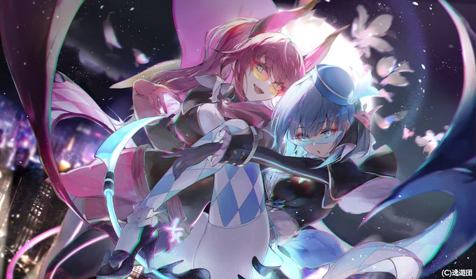 逸遊団様https://t.co/Q0eA04FvVdでイビルツインプレイマットを描かせていただきました。 #遊戯王 