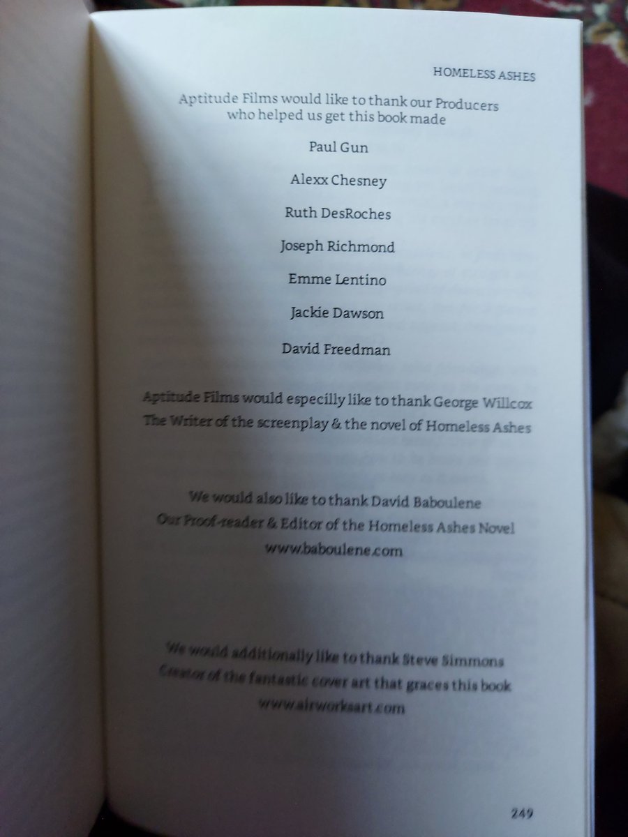 PJT49's tweet photo. Proud moment 🥰 
Name in print #Producer #Supporter @homelessashes 
#HomelessNotInvisible 
If you haven't watched this AMAZING film yet, please do 🎞 Great cast &amp; crew, lucky to have met some of them. @zammit_marc
@RitchiEdwards @AngelaDixonAct 
Read the book too 📖 https://t.co/Eoz2xNtcGc