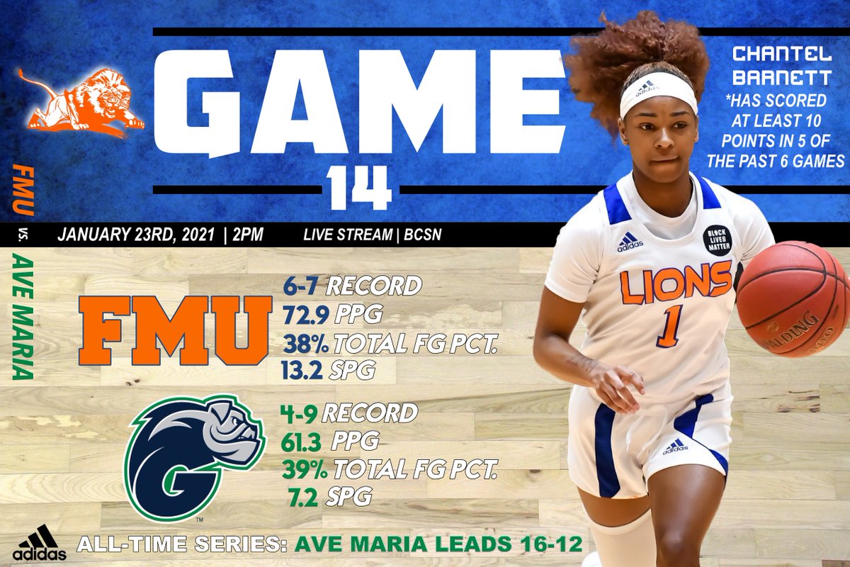 GoFmuLions's tweet photo. Get ready for today's #FMUWBB game vs. @Gyrenes w/ our #GameNotes
Today's #GameNoteCover is freshman guard Chantel Barnett a Cleveland, Ohio native from @cccgirlshoops
#OnePride #HER21 https://t.co/2L1scD7sME