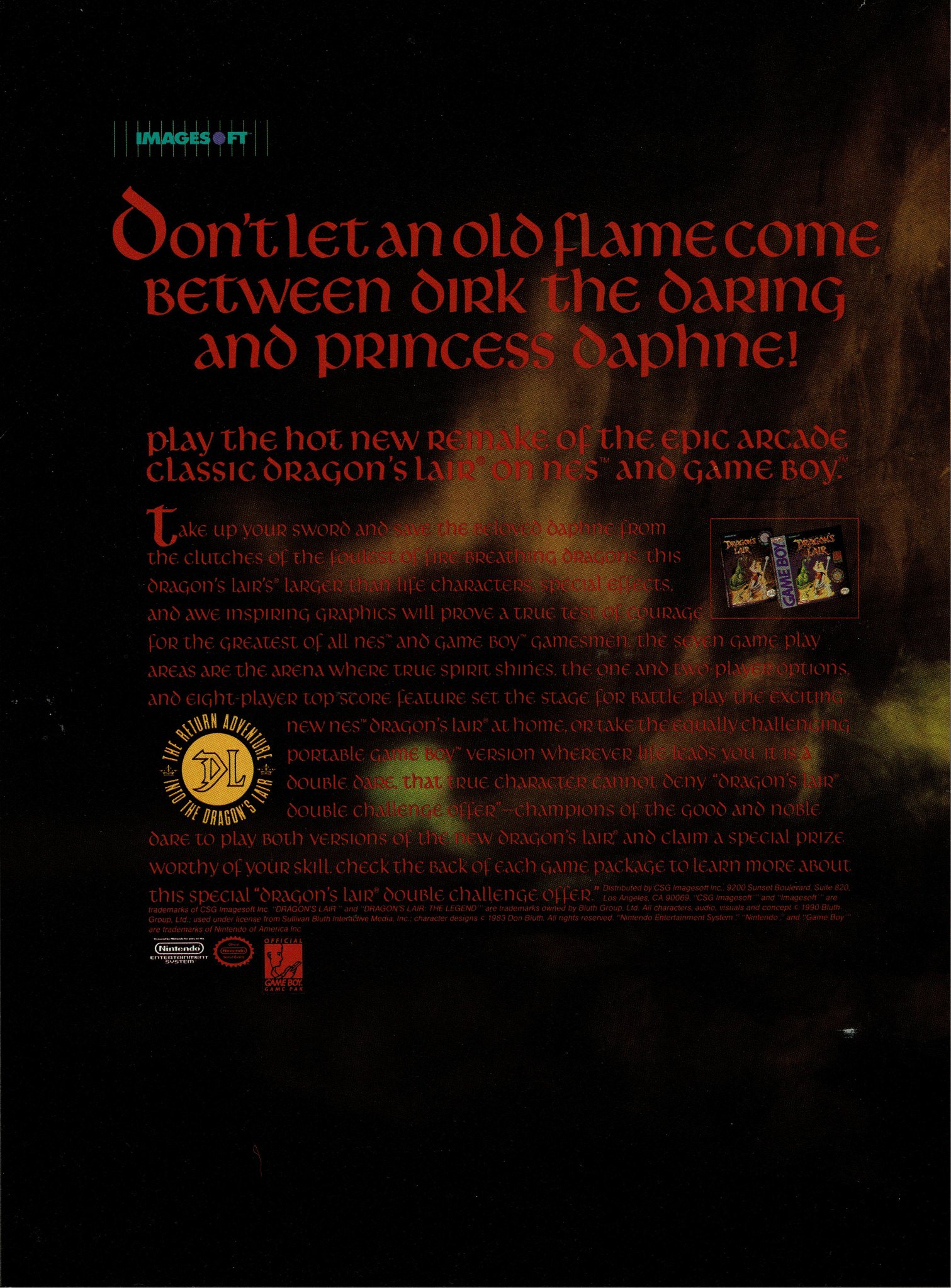 Videogameart Tidbits V Twitter Dragon S Lair Two Page Nes Gameboy Ad