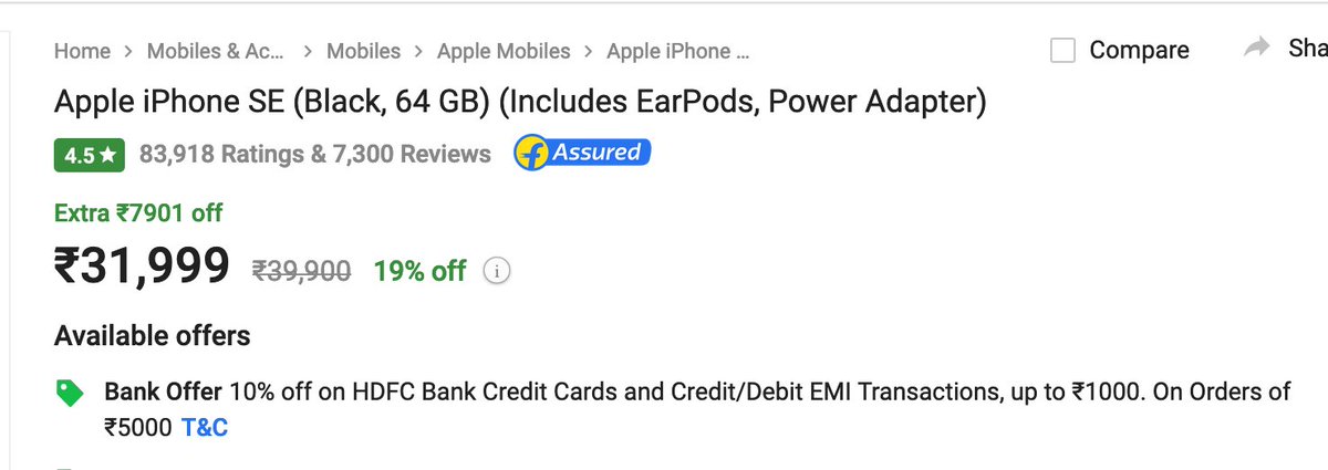 parminders's tweet image. Beware of #flipkart #scam 
Apple is not giving accessories in the box but #flipkart is advertising false information just to increase their sales. flipkart.com/apple-iphone-s… (Includes EarPods, Power Adapter)
I ordered it and I did not get the accessories at all
#flipkartscam
#fraud