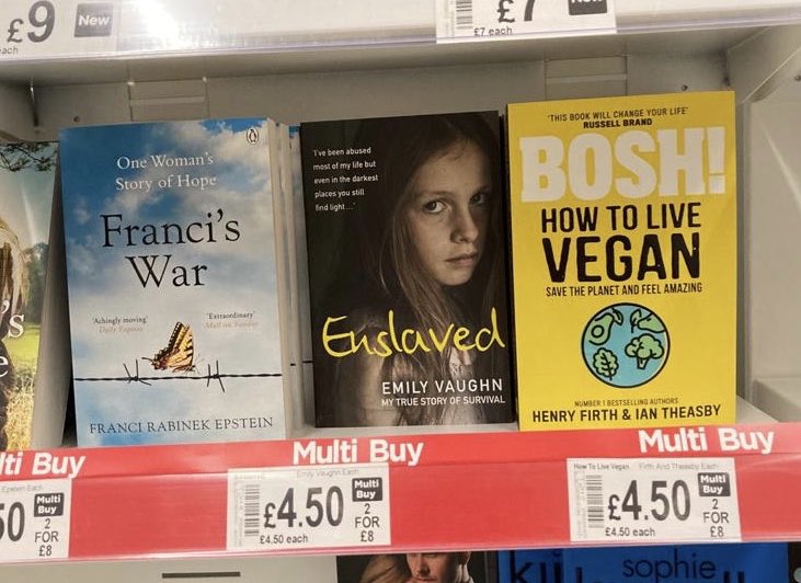 Von77Clark's tweet photo. ⁦⁦@EmilyVEnslaved⁩ Your book is flying off the shelves in both Asda and Tesco. No wonder it’s a Sunday Times bestseller! Well done, Emily. So proud to have written this with you X #enslavedbook #SundayTimesbestseller ⁦@EveWhiteAgency⁩ ⁦@redwellies⁩ https://t.co/M1IHVQ87mE