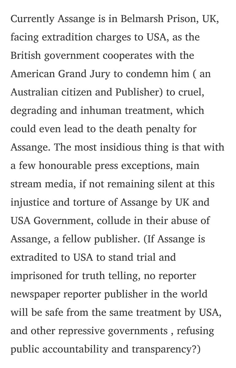 Example Nominations:Nobel Peace Prize Laureate  @MaireadMaguire8 nomination for Julian Assange, Chelsea Manning, Edward Snowden. Note: Deadline 31 January. Multiple nominations for the same person can only strengthen their chances of winning.