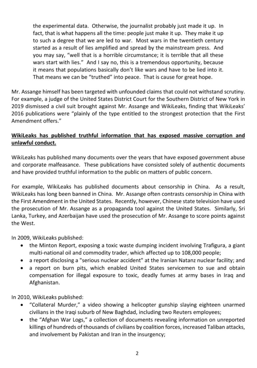 Backgrounder: US Presidential Pardon application (presently before the Biden Administration. However Biden should simply  #dropthecharges).Nobel Peace Prize nomination deadline: 31 January Https://nobelpeaceprize.org/Nomination (US Pardon application in full: https://int.nyt.com/data/documenttools/the-petition-for-a-presidential-pardon-submitted-by-julian-assange-s-lawyer-to-the-white-house-dec/f1481de1ba0aa1bd/full.pdf)