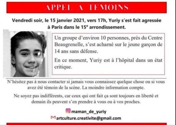 LPIFF75's tweet image. [APPEL À TEMOINS] 🔴Un jeune footballeur U15 de l'ACBB sauvagement agressé et aujourd'hui dans le coma
Help ! 🔴On compte sur vous et sur notre communauté du football ! #Yuriy @FFF actu.fr/ile-de-france/…