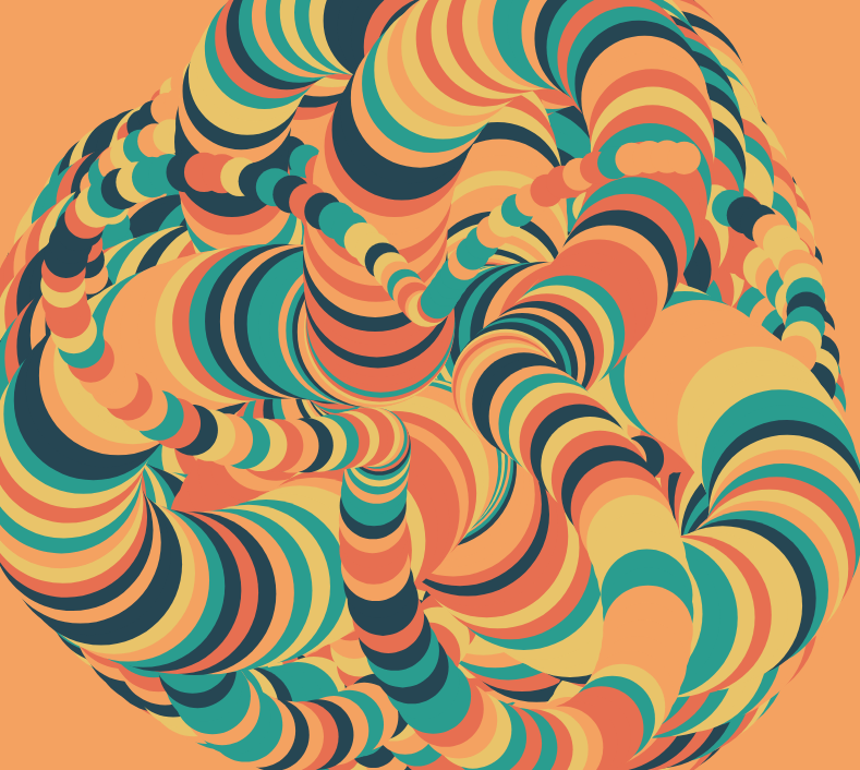DonKarlssonSan's tweet photo. Version two of Genuary 23 #264653 #2a9d8f #e9c46a #f4a261 #e76f51 on @CodePen: https://t.co/EuFhLODmSw
Click to generate a new pattern!
#genuary #genuary2021 #generative #generativeart #creativecoding #circles https://t.co/brM8ZtCK7j