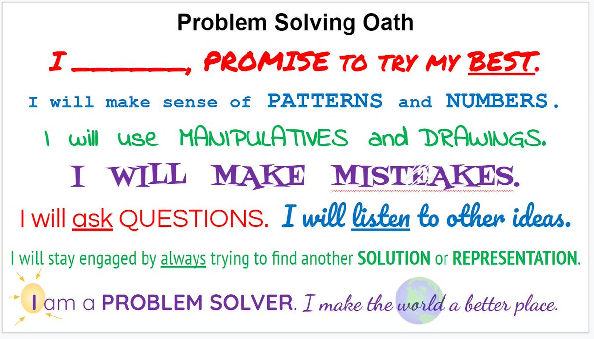 OMG! This! <a href="/theresawills/">Theresa Wilson</a>'s "Problem-Solving Oath"! Yes! #PISDMathChat Colleagues: What a wonderful idea/tool for our classrooms! Thank you, Theresa! Mathematicians learn &amp; grow together! - learning at #R4Math theresawills.com/templates