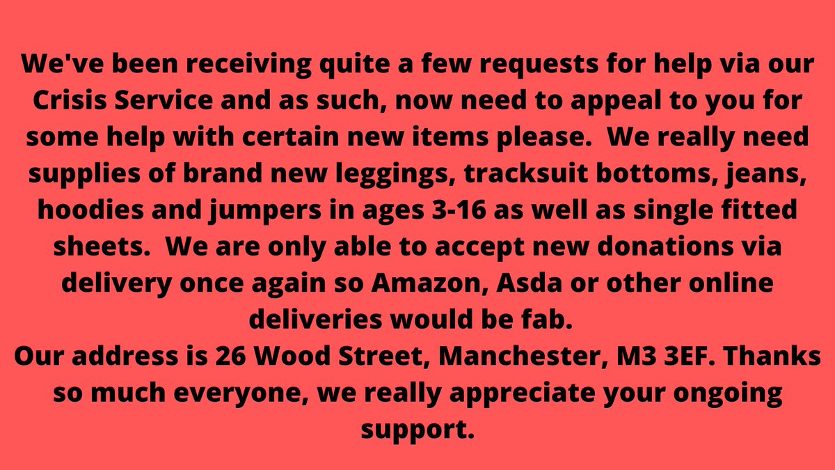 Please can you help with our Crisis Service folks?  Thanks in advance #Manchester #Salford #Poverty