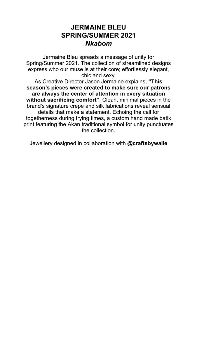 jermainebleu's tweet photo. Jermaine Bleu Presents Spring Summer 2021 - Nkabom. https://t.co/dLxx97X4fI