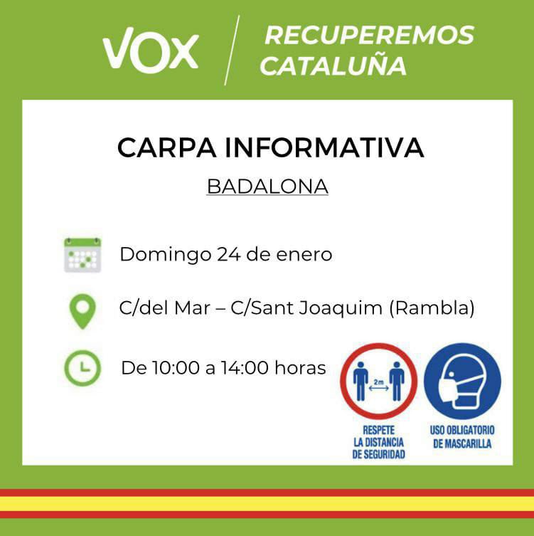 #DíaMundialDeLaLibertad 
#Badalona 
Buenos días españoles, mañana la Carpa Informativa estará abierta para todos y @VoxBadalona_ les explicará en directo como vamos a recuperar nuestra querida #Cataluña A por ella🇪🇸