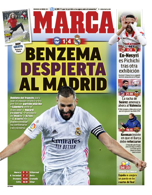 21年1月24日の4大スペインスポーツ紙一面まとめ スペインサッカーに魅せられた男のブログ