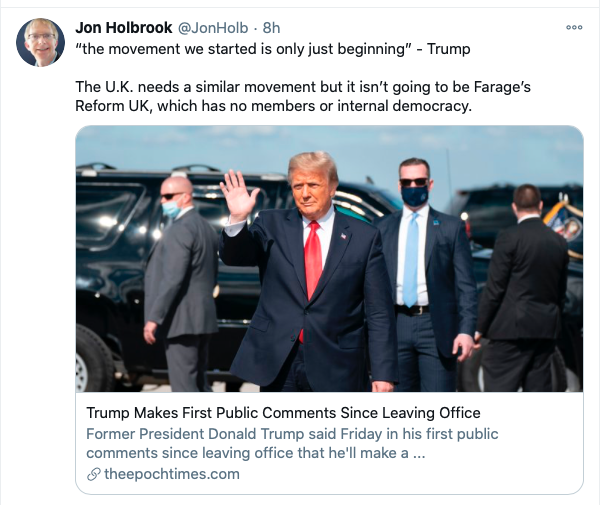  @cornerstonebarr condemn their colleague's tweet: "The Equality Act undermines school discipline by empowering the stroppy teenager of colour"barrister & Spiked columnist Jon Holbrook has called for a Trump-like "movement" in the UK. . .brief selection from his TL THREAD 1/  https://twitter.com/cornerstonebarr/status/1353018708034256903