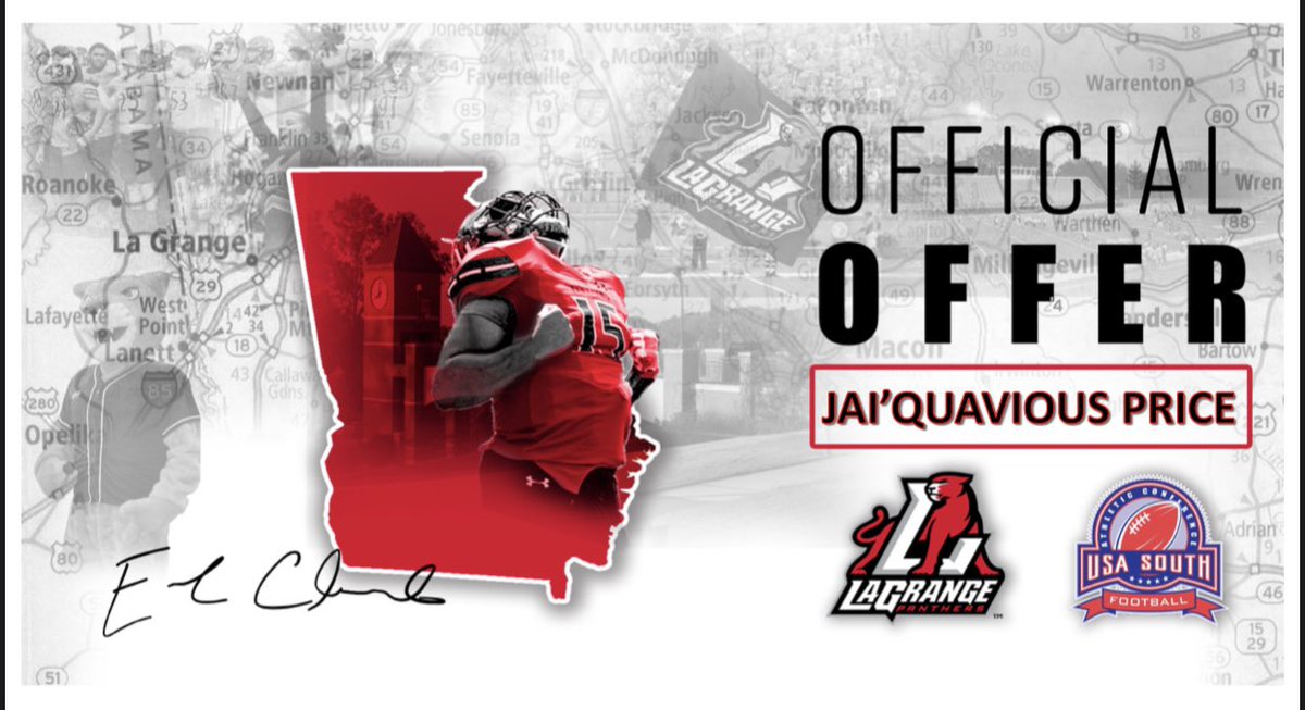 jayprice2554's tweet photo. Blessed To Receive My First Offer From LaGrange college ❤️🖤 #GoPanthers @LCPanthers_FB @Fitzgerald_FB @RecruitGeorgia https://t.co/FBhYO2ASe8