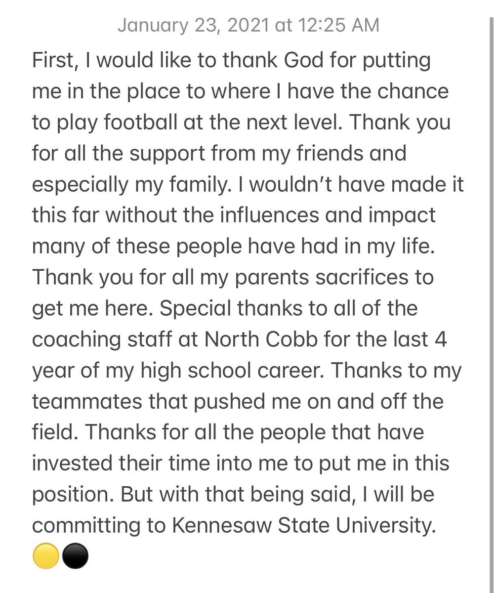 MontrelJenkins's tweet photo. COMMITTED!!🟡⚫️@NorthCobbFB @I_Am_OD3 @TimGlanton @CoachDannyV @HHHTacklingAcad @CoachJesseLynch https://t.co/WzsyNa6xlN