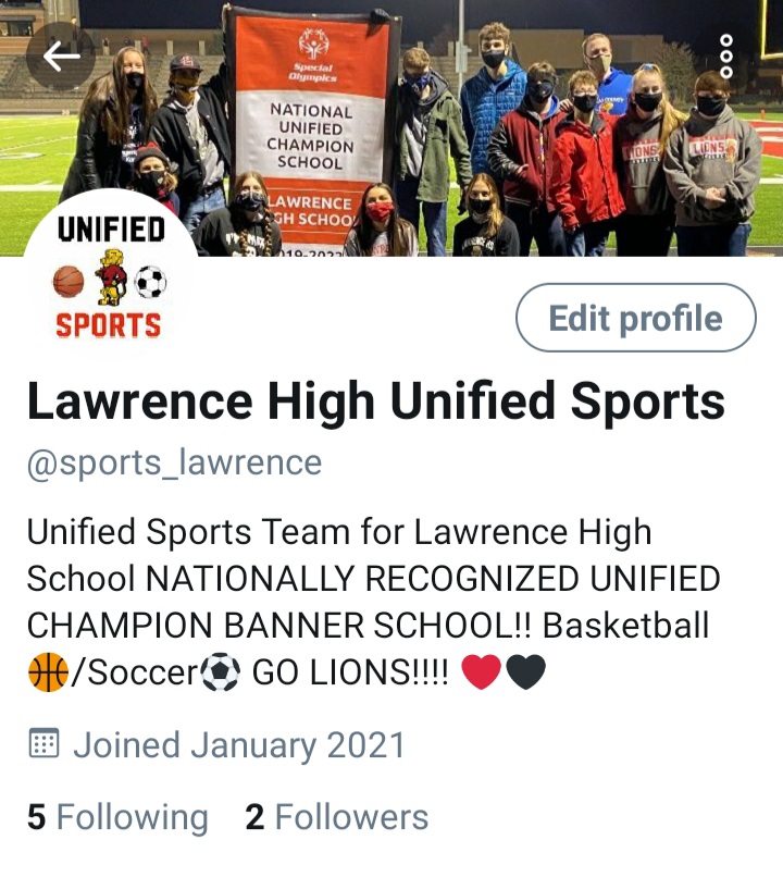 Unified_LHS_'s tweet photo. Hi everyone! We finally have our Unified Sports account up and running!! Be sure to follow us @sports_lawrence 
Have a great weekend from the IPS family! https://t.co/cG0IUk8bIg